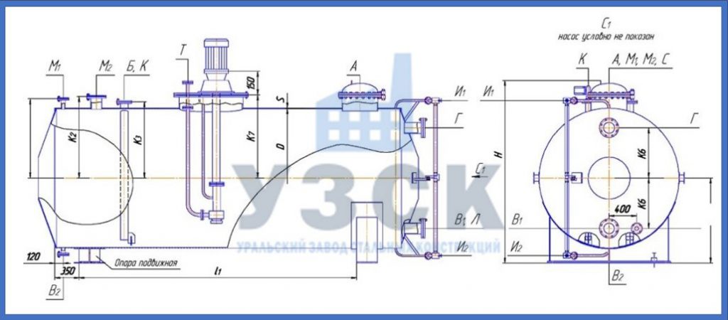 Чертеж емкости ГКК в Электростали